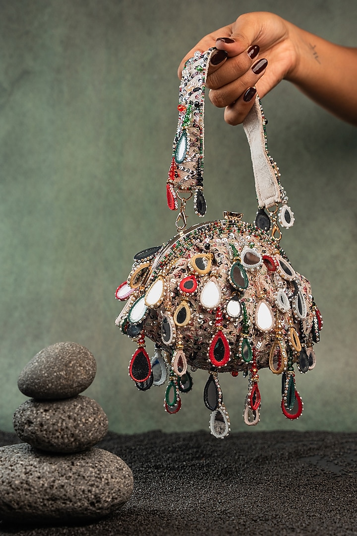 Multi-Colored Silk Sequin Embroidered Clutch by Nayaab by Sonia at Pernia's Pop Up Shop