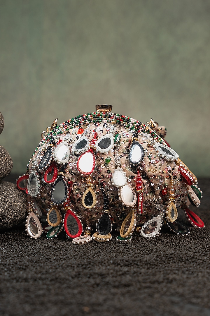 Multi-Colored Silk Sequin Embroidered Clutch by Nayaab by Sonia at Pernia's Pop Up Shop