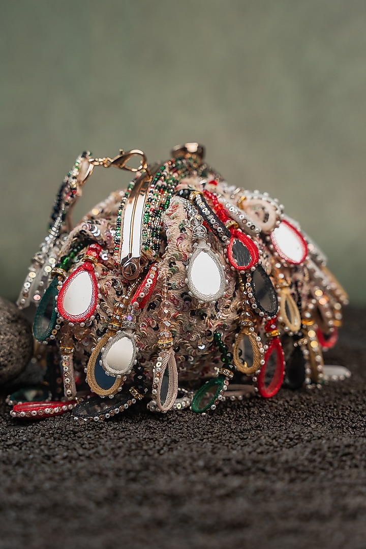 Multi-Colored Silk Sequin Embroidered Clutch by Nayaab by Sonia at Pernia's Pop Up Shop