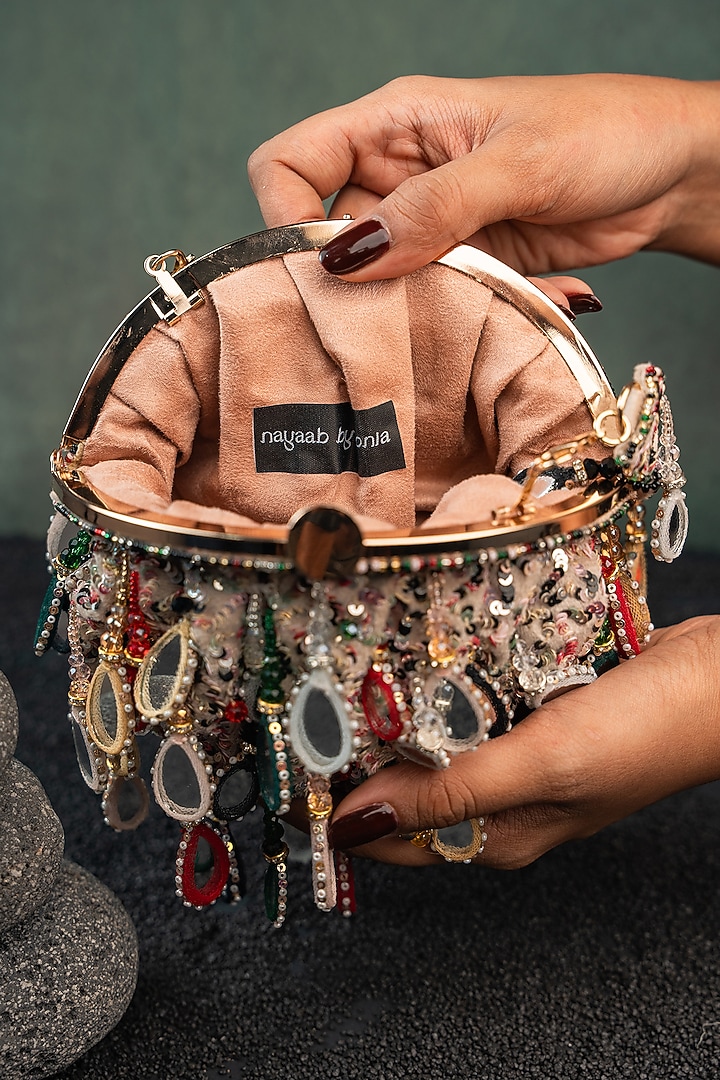 Multi-Colored Silk Sequin Embroidered Clutch by Nayaab by Sonia at Pernia's Pop Up Shop