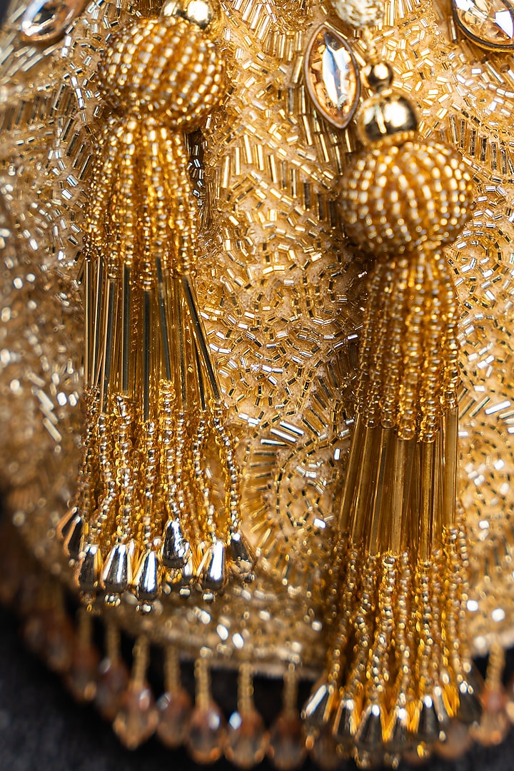 Gold Silk Sequins Hand Embroidered Potli by Nayaab by Sonia at Pernia's Pop Up Shop