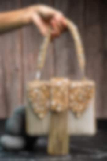 Gold Metallic Chain & Stone Work Clutch by Nayaab by Sonia at Pernia's Pop Up Shop