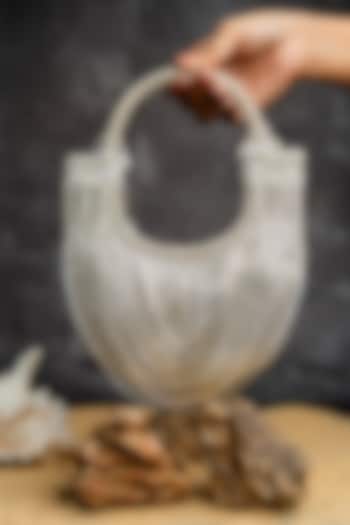 Silver Metallic Chain Boat-Shaped Bag by Nayaab by Sonia at Pernia's Pop Up Shop