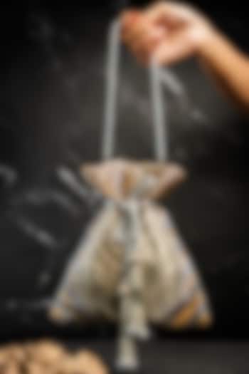 Silver Metallic Chain & Bead Work Potli by Nayaab by Sonia at Pernia's Pop Up Shop