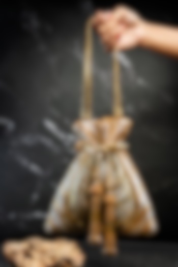 Gold Metallic Chain & Bead Work Potli by Nayaab by Sonia at Pernia's Pop Up Shop