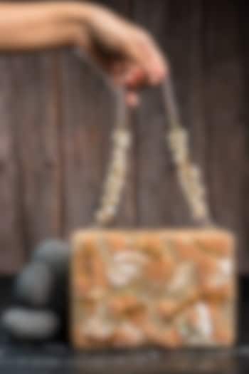 Gold Rustic Bead & Sequin Box Clutch by Nayaab by Sonia at Pernia's Pop Up Shop