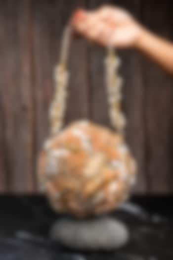 Gold Rustic Bead & Sequins Ball Clutch by Nayaab by Sonia at Pernia's Pop Up Shop