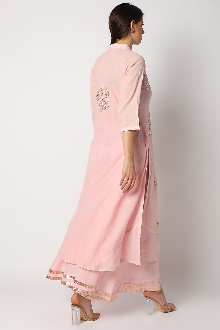 Pink Party Wear Sharara Set With Mukaish Work by Nazar By Indu at Pernia's Pop Up Shop