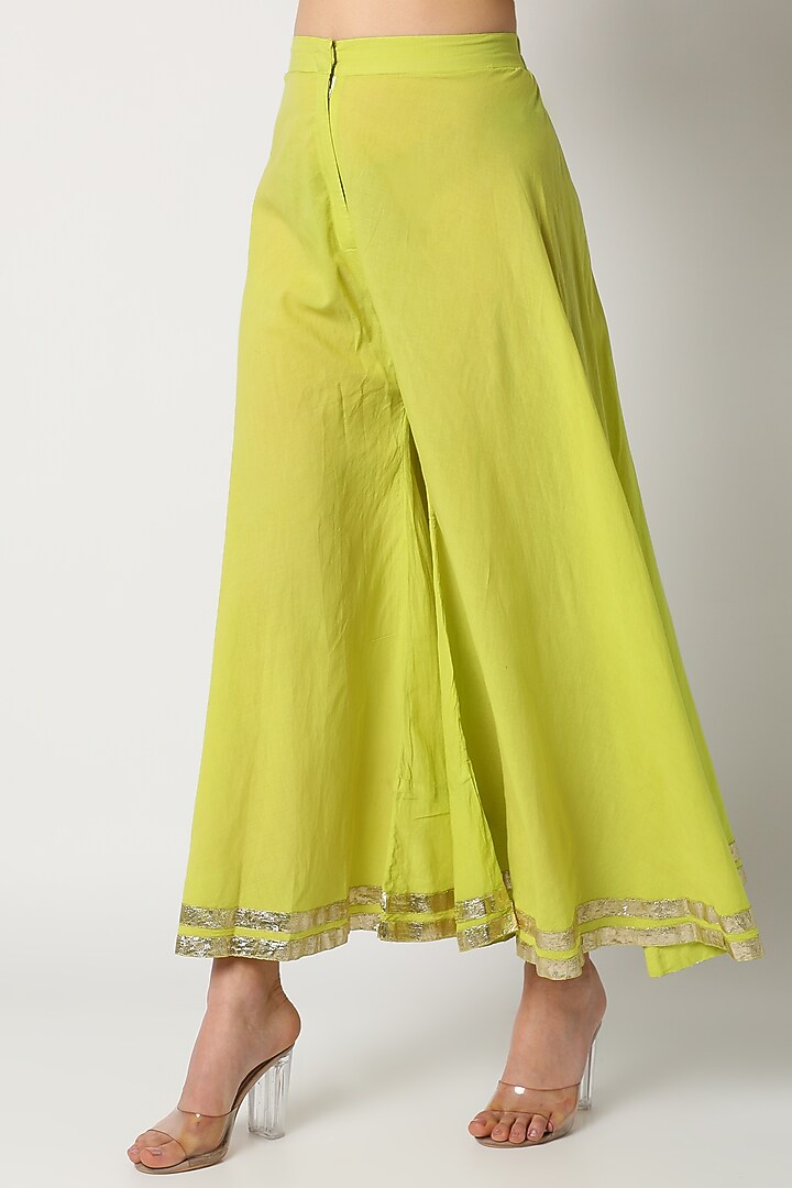 Lime Green Kundan Party Wear Sharara Set by Nazar By Indu at Pernia's Pop Up Shop