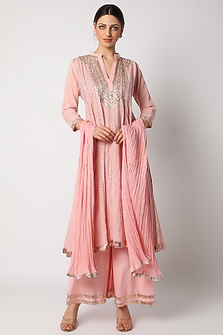 Pink Sharara Set With Gotta Patti Work by Nazar By Indu