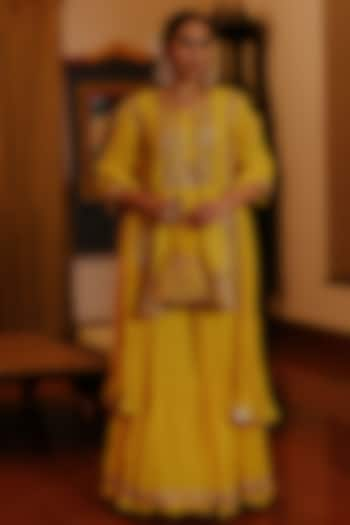 Yellow Cotton Gharara Set by Nazar By Indu at Pernia's Pop Up Shop