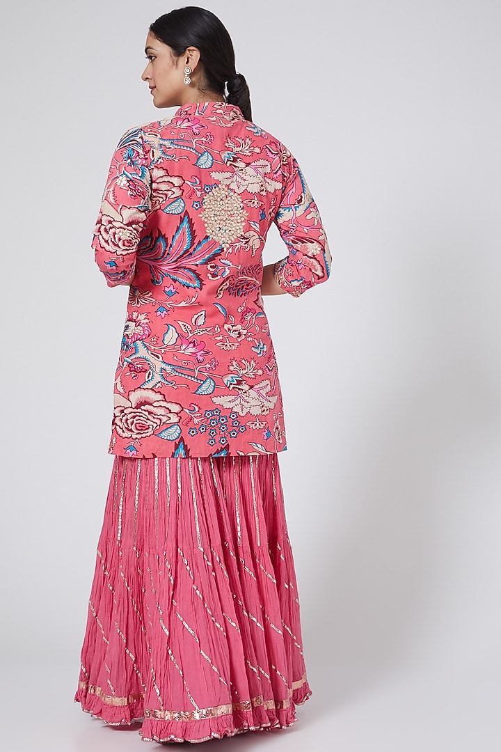 Magenta Kalamkari Embroidered Gharara Set by Nazar By Indu at Pernia's Pop Up Shop