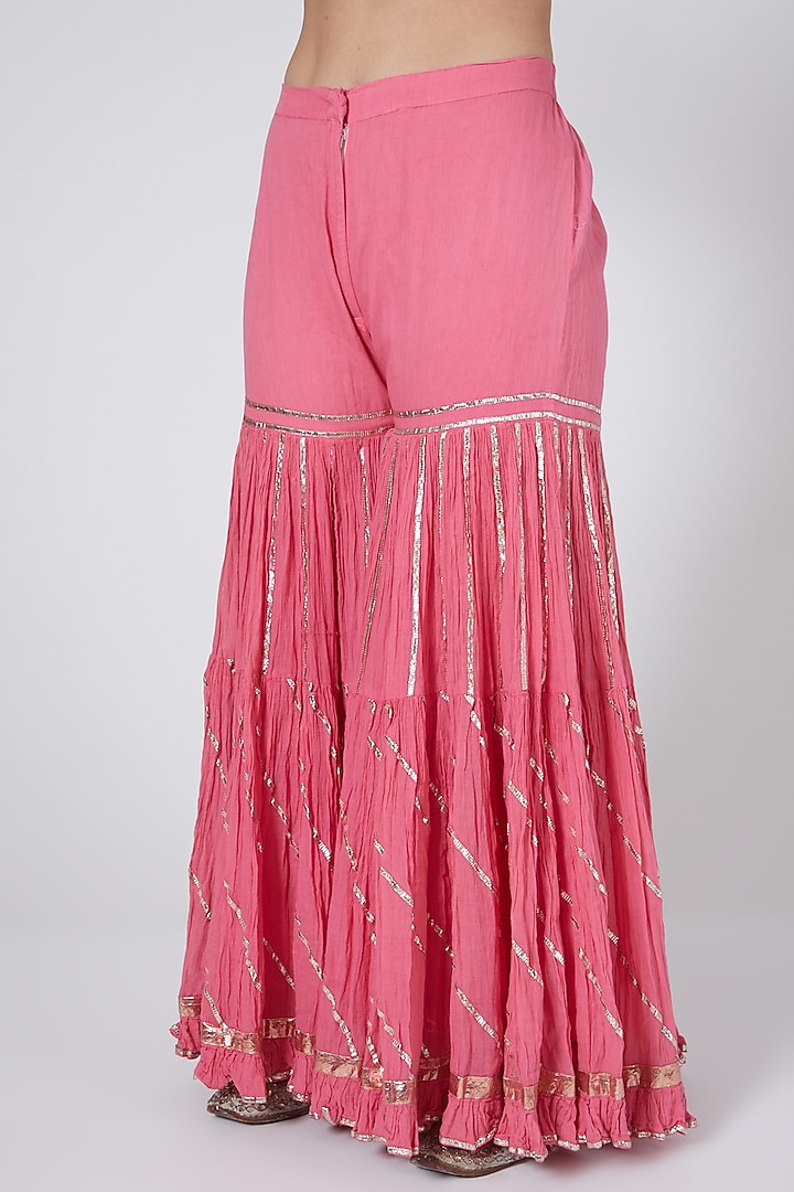 Magenta Kalamkari Embroidered Gharara Set by Nazar By Indu at Pernia's Pop Up Shop