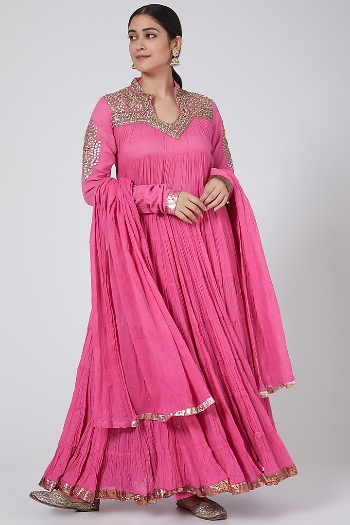 Magenta Kundan Work Anarkali Set by Nazar By Indu