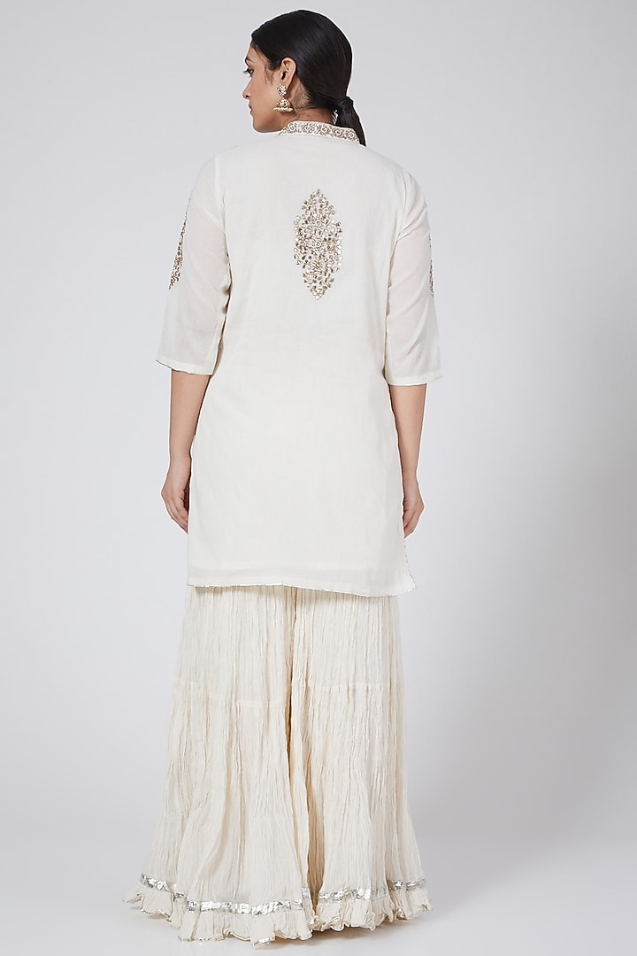 Ivory Pure Cotton Gharara Set by Nazar By Indu at Pernia's Pop Up Shop