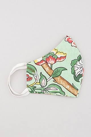 Mint Green Printed Mask by Nazar By Indu
