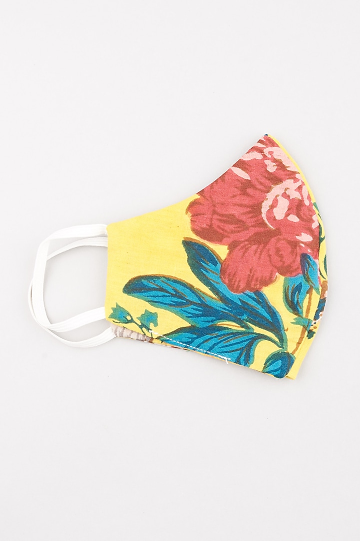 Yellow Printed Mask by Nazar By Indu at Pernia's Pop Up Shop