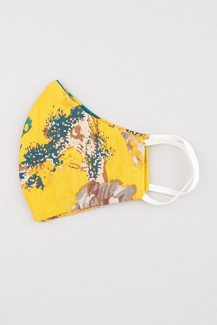 Yellow Printed Mask by Nazar By Indu at Pernia's Pop Up Shop