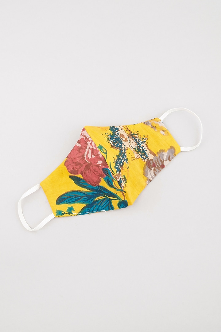 Yellow Printed Mask by Nazar By Indu at Pernia's Pop Up Shop