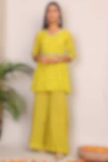Lime Cotton Hand Block Printed Co-Ord Set by Nazar By Indu at Pernia's Pop Up Shop