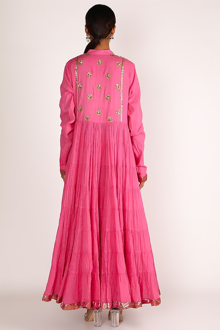 Magenta Embroidered Kurta Set For Girls by Nazar by Indu - Kids at Pernia's Pop Up Shop