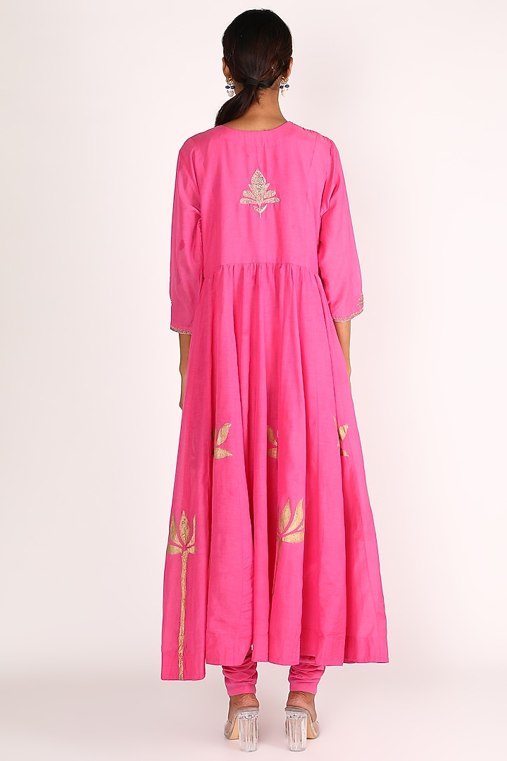 Magenta Printed Kurta Set For Girls by Nazar by Indu - Kids at Pernia's Pop Up Shop