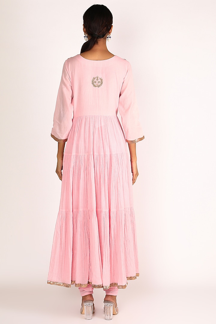Baby Pink Embroidered Kurta Set For Girls by Nazar by Indu - Kids at Pernia's Pop Up Shop
