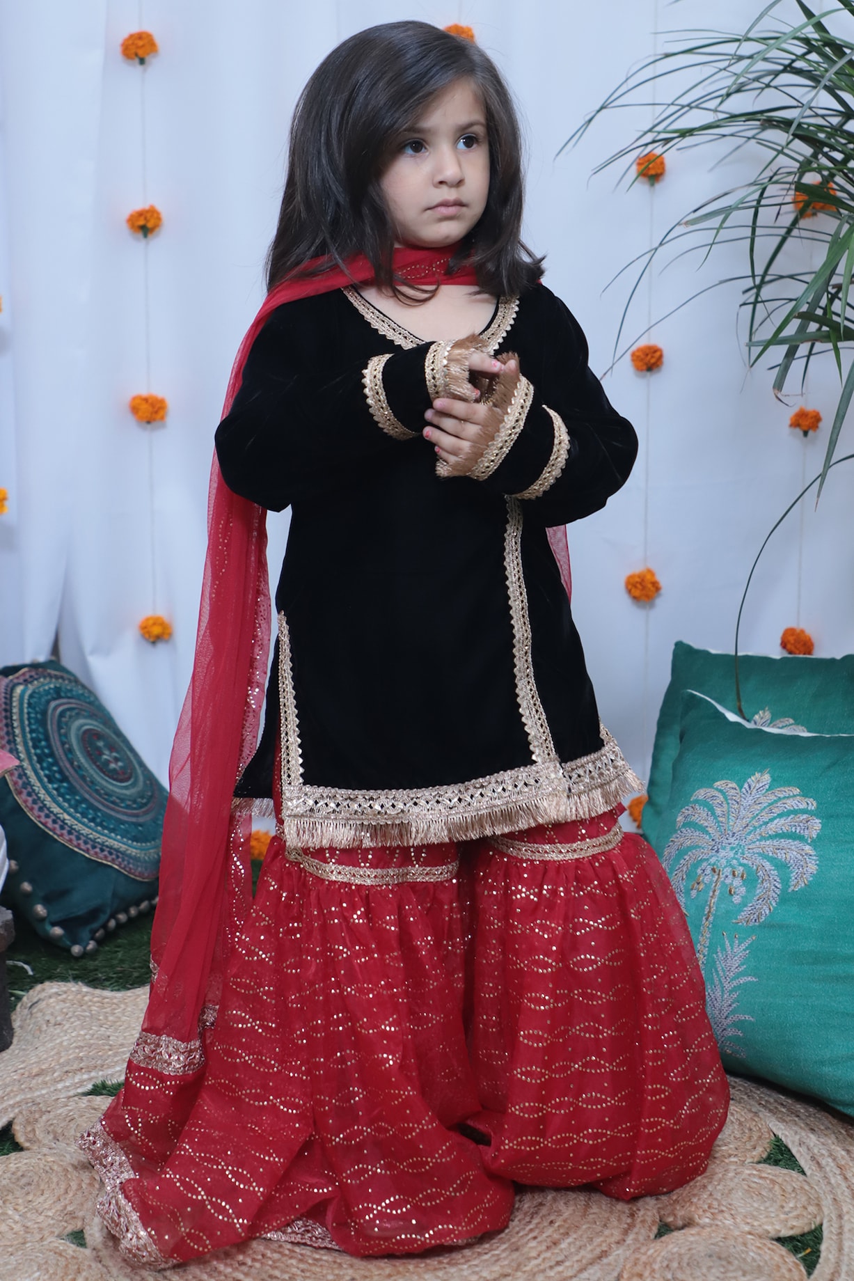 Baby Nazar Red Net Gharara Set For Girls at Pernia s Pop Up Shop