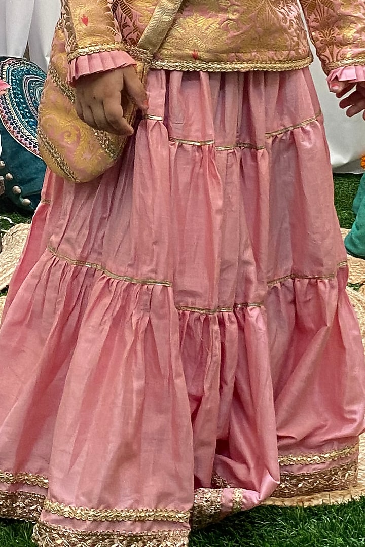 Pink Cotton Silk Lehenga Set For Girls by Baby Nazar at Pernia's Pop Up Shop