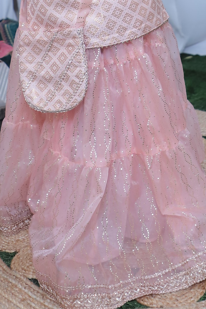 Baby Pink Net Lehenga Set For Girls by Baby Nazar at Pernia's Pop Up Shop