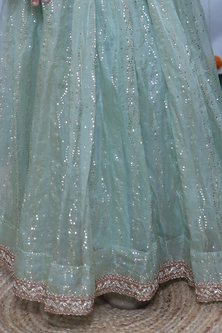 Mint Green Net Lehenga Set For Girls by Baby Nazar at Pernia's Pop Up Shop