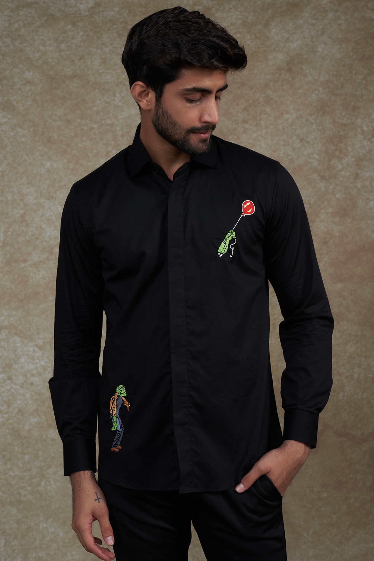 Black shirt on sale with design