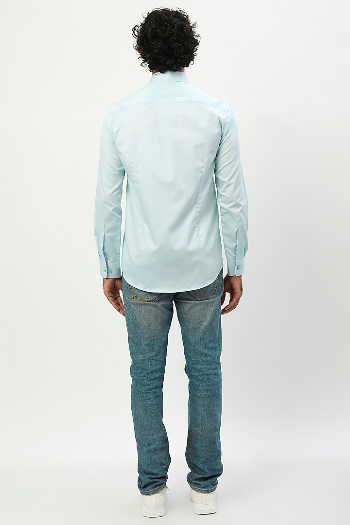Pastel Blue Hand Embroidered Party Wear Shirt by NAMAN AHUJA at Pernia's Pop Up Shop