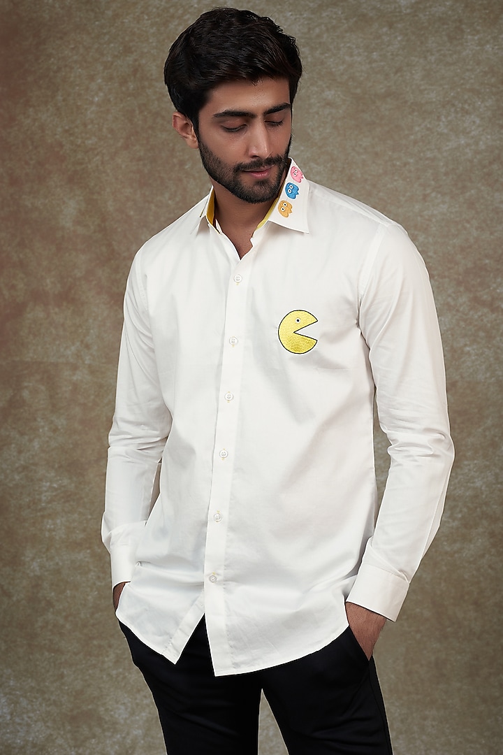 White Giza Cotton Shirt by NAMAN AHUJA