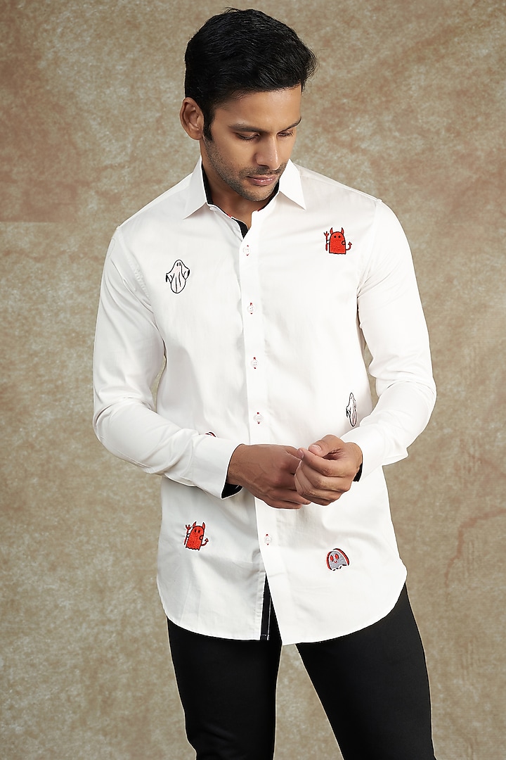 White Embroidered Shirt by NAMAN AHUJA