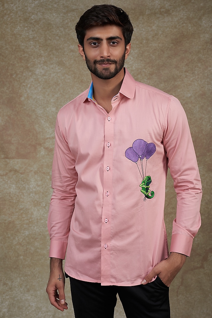 Pink Embroidered Shirt by NAMAN AHUJA
