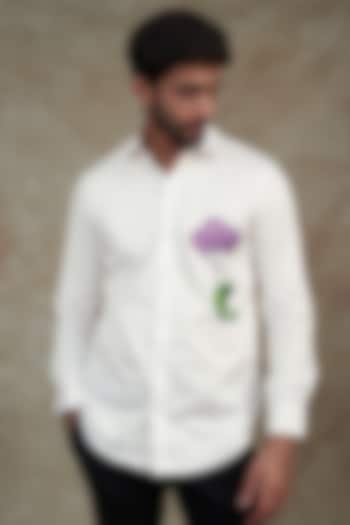 White Giza Cotton Shirt by NAMAN AHUJA