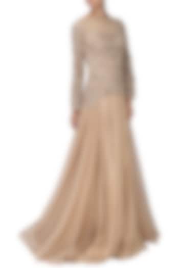 Nude Blush Embroidered Gown by Naffs