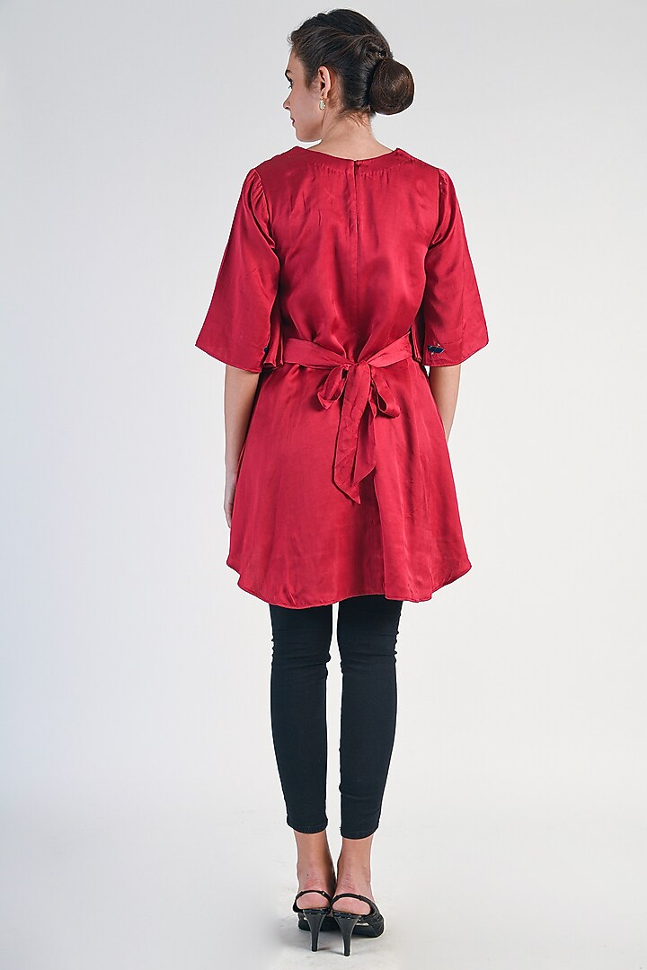 Red Sequins Embroidered Tunic by Naina Arunima at Pernia's Pop Up Shop