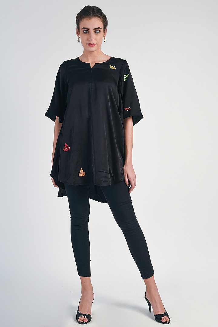 Black Sequins Embroidered Tunic by Naina Arunima
