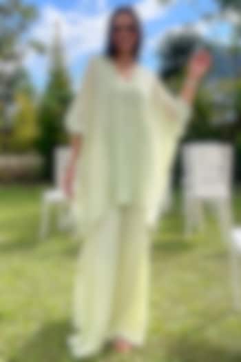 Sage Green Blended Georgette Party Wear Sharara Set by Samatvam By Anjali Bhaskar at Pernia's Pop Up Shop