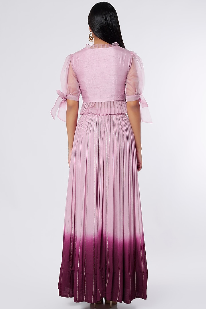 Lilac & Wine Dupion Silk Skirt Set by NIsha Ajmera at Pernia's Pop Up Shop