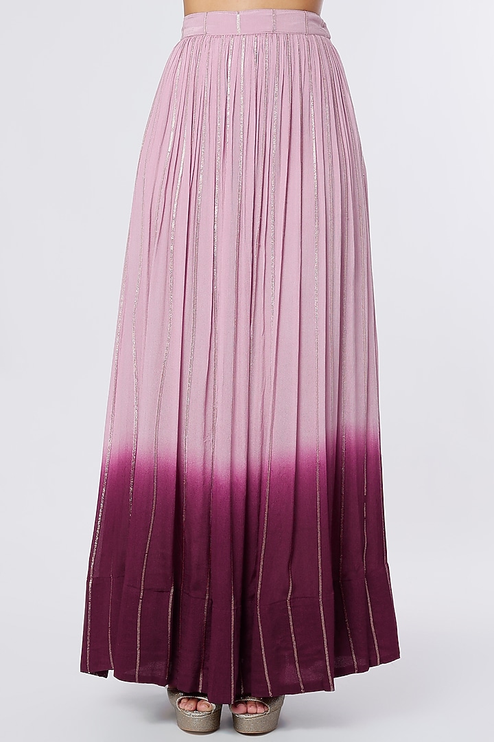 Lilac & Wine Dupion Silk Skirt Set by NIsha Ajmera at Pernia's Pop Up Shop