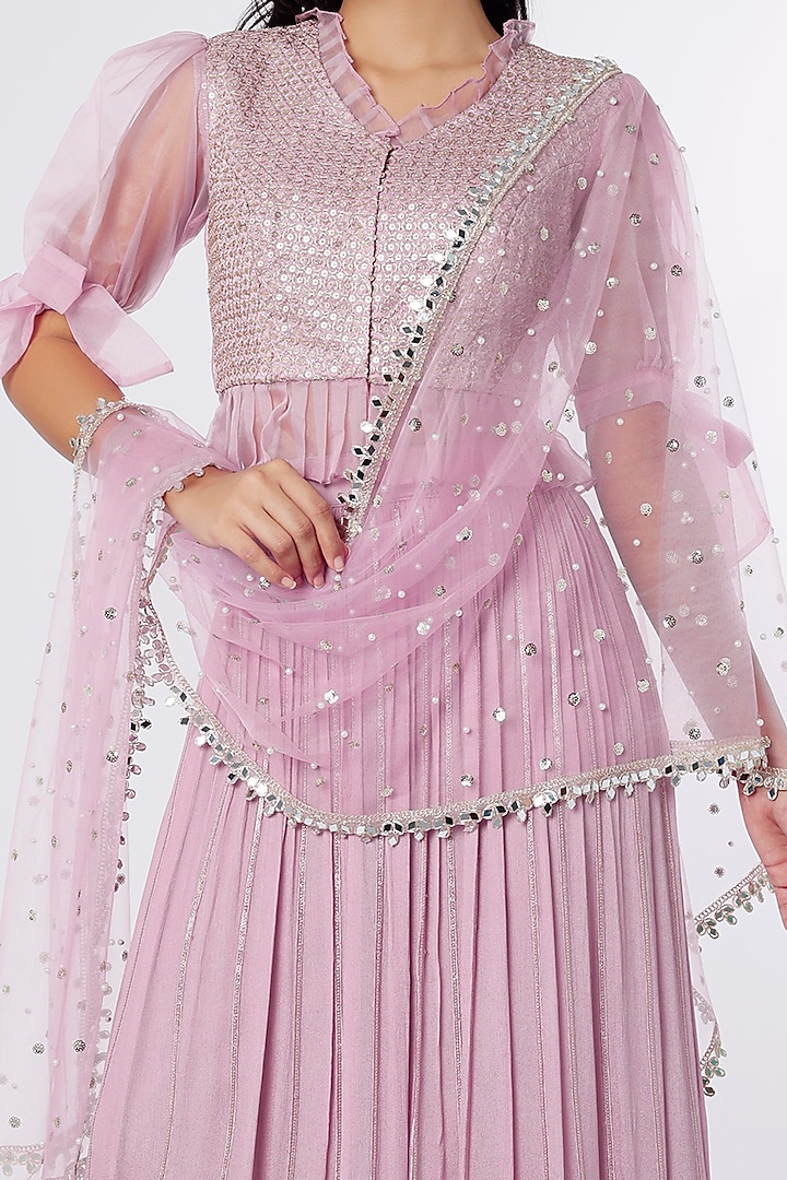 Lilac & Wine Dupion Silk Skirt Set by NIsha Ajmera at Pernia's Pop Up Shop