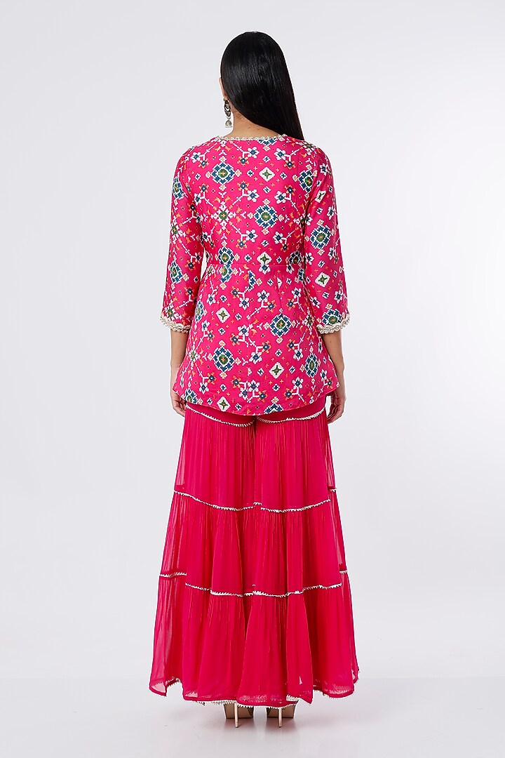 Pink Dupion Silk Party Wear Sharara Set by NIsha Ajmera at Pernia's Pop Up Shop