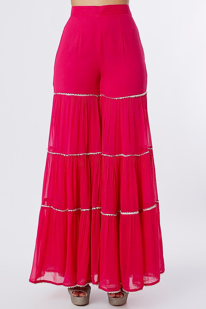 Pink Dupion Silk Party Wear Sharara Set by NIsha Ajmera at Pernia's Pop Up Shop