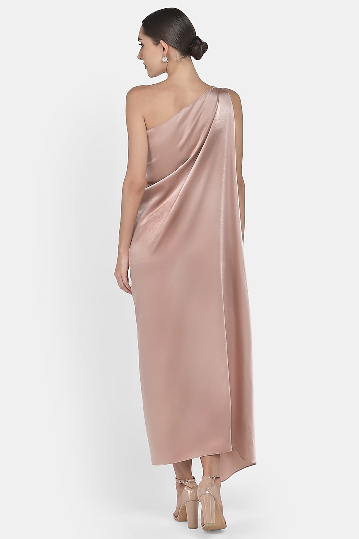 Dusty Pink One Shoulder Draped Gown by Na-ka at Pernia's Pop Up Shop
