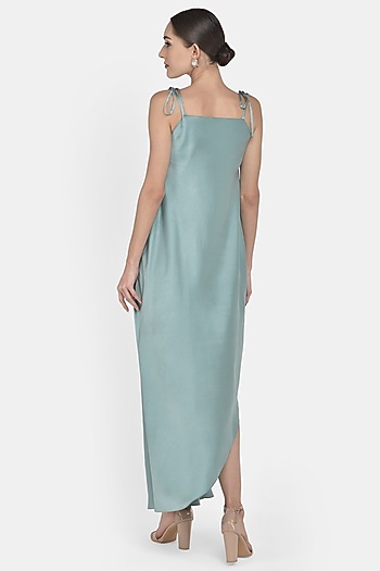 Sage Blue Draped Gown by Na-ka at Pernia's Pop Up Shop