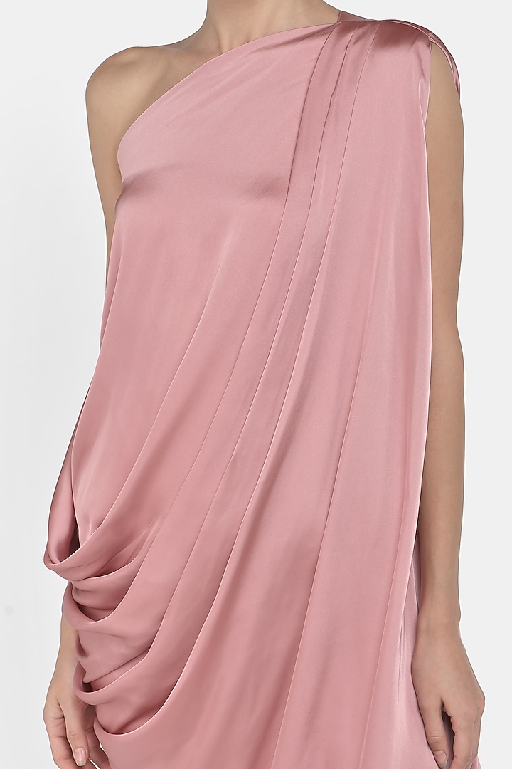 Blush Pink Draped Satin Silk Gown by Na-ka at Pernia's Pop Up Shop