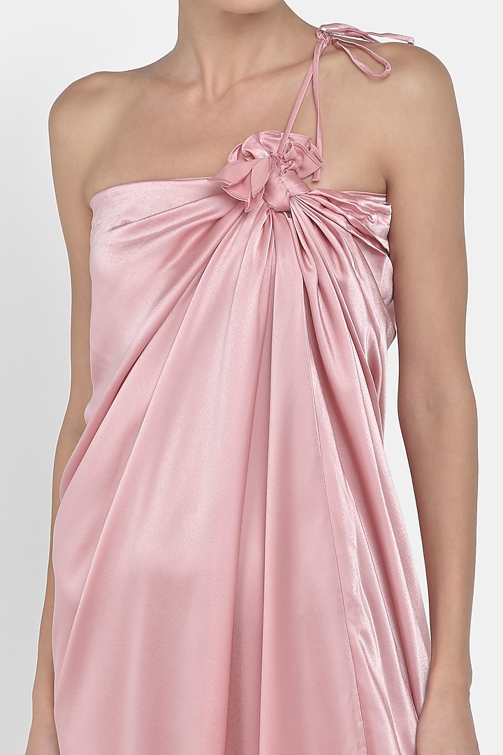 Blush Pink Draped Satin Gown by Na-ka at Pernia's Pop Up Shop